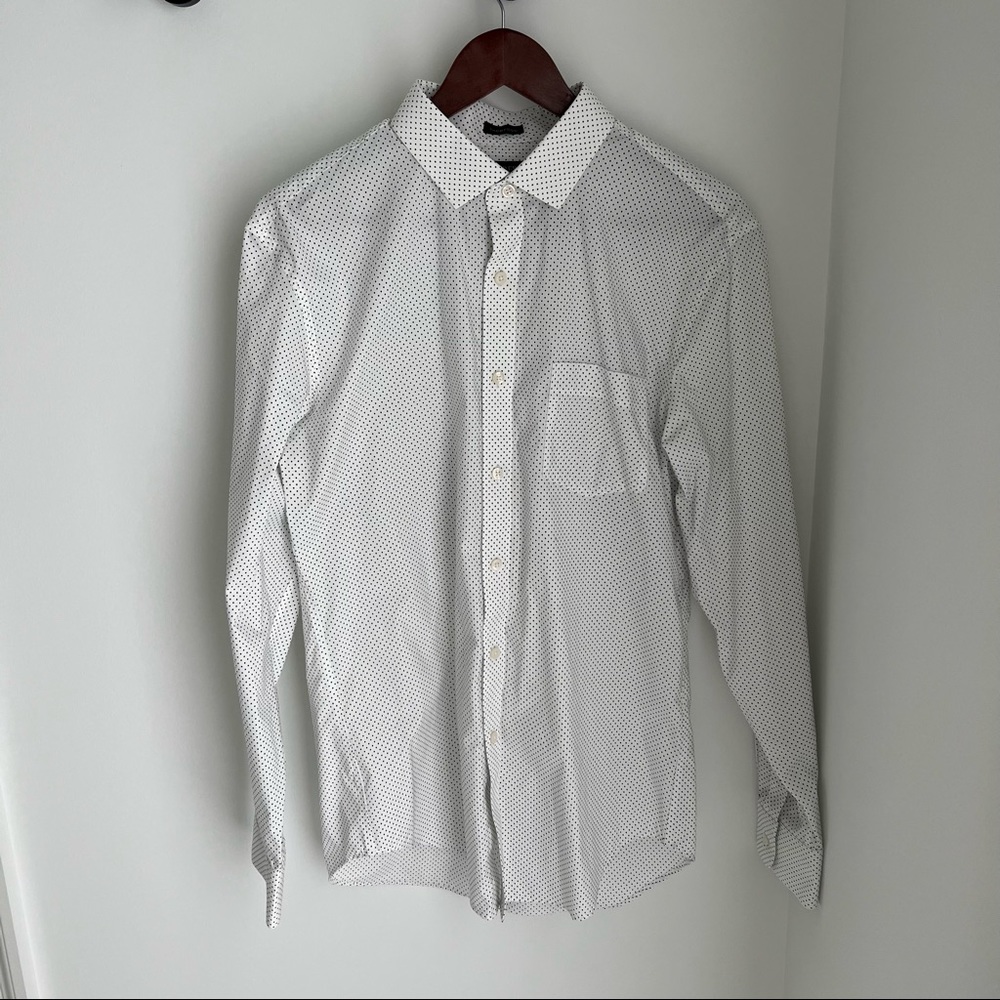 J.Crew Men’s Shirt in White with Black Dots